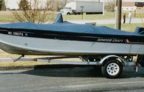Navy colored boat cover